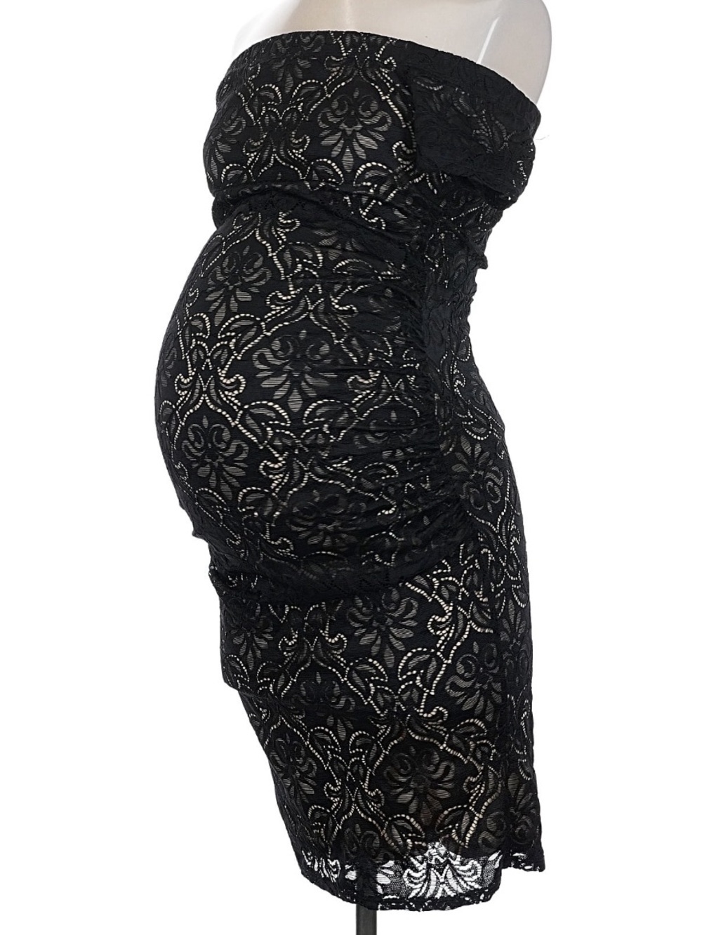 My Bump Black Lace Off-Shoulder Maternity Dress